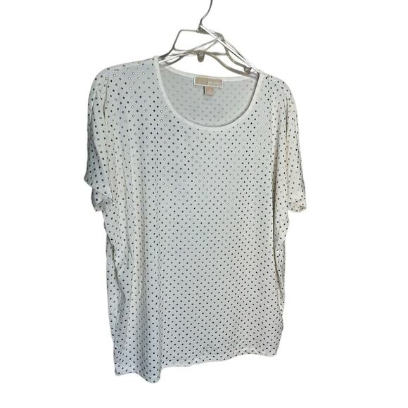 Micheal Kors Studded Top Dolman Short Sleeves Jursey Pullover White Size M NEW - Picture 1 of 5